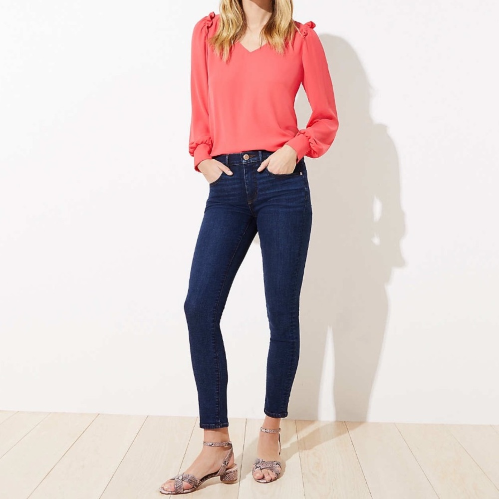 LOFT Slim Pocket Skinny Crop Jeans- Blue Wash